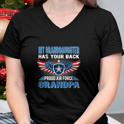 Best Grandpa Shirt, Proud Grandpa Unisex T-Shirt/Hoodie/Sweatshirt HLT00 - My Granddaughter Has Your Back Proud Air Force Grandpa Gift T-Shirt