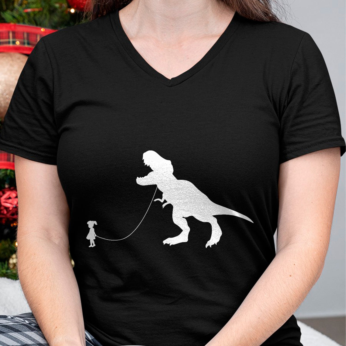 Best Dinosaur Lover Shirt, Funny Dinosaur UnisexT-Shirt/Hoodie/Sweatshirt HLT00 - T-Rex Dinosaur Pet on a Leach led by a Girl T-Shirt
