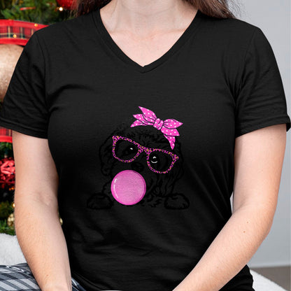Dog Love Shirt, Dog Lover Gift T-Shirt/Hoodie/Sweatshirt HLT00 - Cavapoo dog mom with bubble gum bandana glasses T-Shirt