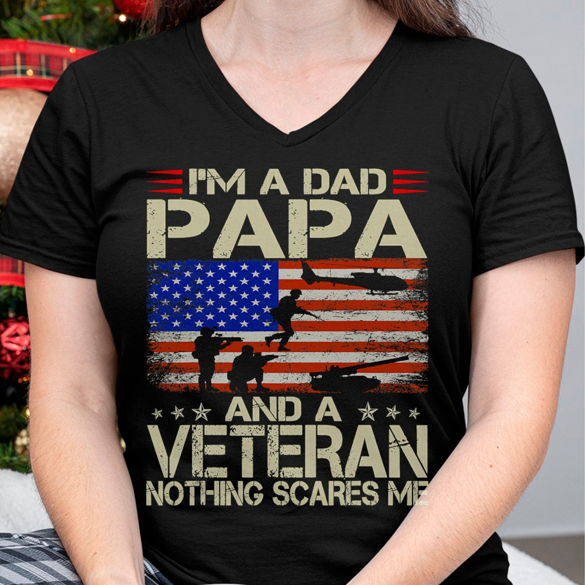 Proud Veteran Shirt, Funny Veteran UnisexT-Shirt/Hoodie/Sweatshirt HLT00 - I_m A Dad Papa and Veteran Funny Retro Dad Dad Grandpa T-Shirt