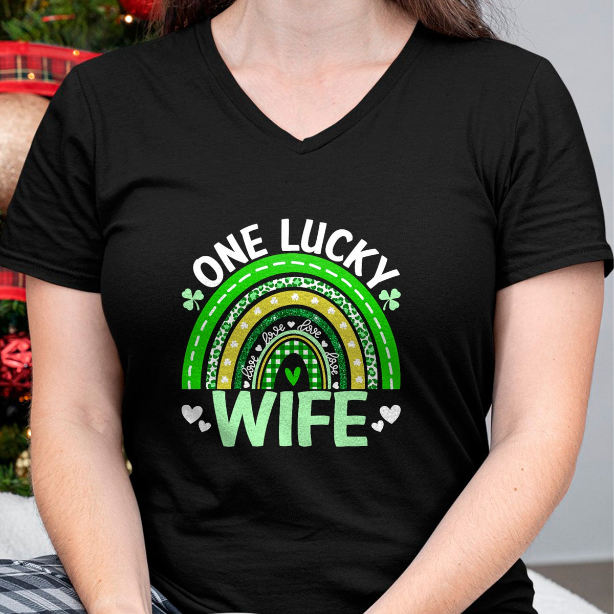 Best Wife Shirt, Wife and Husband Unisex T-Shirt/Hoodie/Sweatshirt HLT00 - Gift for wife T shirt, lucky wife   Womens St Patricks Day Clover One Lucky Wife Rainbow Shamrock Ta