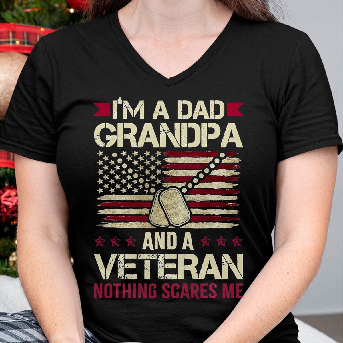 Proud Veteran Shirt, Funny Veteran UnisexT-Shirt/Hoodie/Sweatshirt HLT00 - I_m a Dad Grandpa and a Veteran Nothing Scares me T-Shirt, Men, Navy Blue, 3X-Large