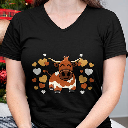 Best Farmer Life Shirt, Funny Farmer UnisexT-Shirt/Hoodie/Sweatshirt HLT00 - Cute Longhorn Cow With Hearts for Longhorn Cow Lovers T-Shirt