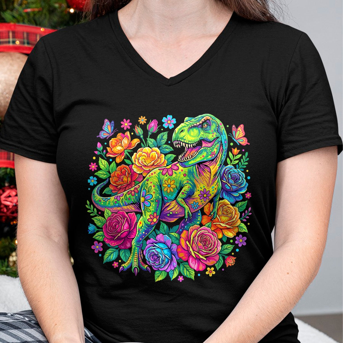 Best Dinosaur Lover Shirt, Funny Dinosaur UnisexT-Shirt/Hoodie/Sweatshirt HLT00 - Colorful Floral T Rex Dinosaur T-Shirt