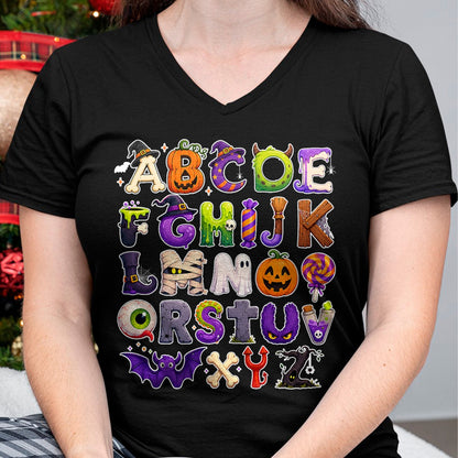 Best Teacher Shirt, Funny Teacher UnisexT-Shirt/Hoodie/Sweatshirt HLT00 - ABCs Learning Kindergarten Teacher Funny Halloween Alphabet T-Shirt