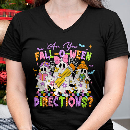 Best Teacher Shirt, Funny Teacher UnisexT-Shirt/Hoodie/Sweatshirt HLT00 - Halloween Floral Ghost Teacher are You Falloween Directions T-Shirt