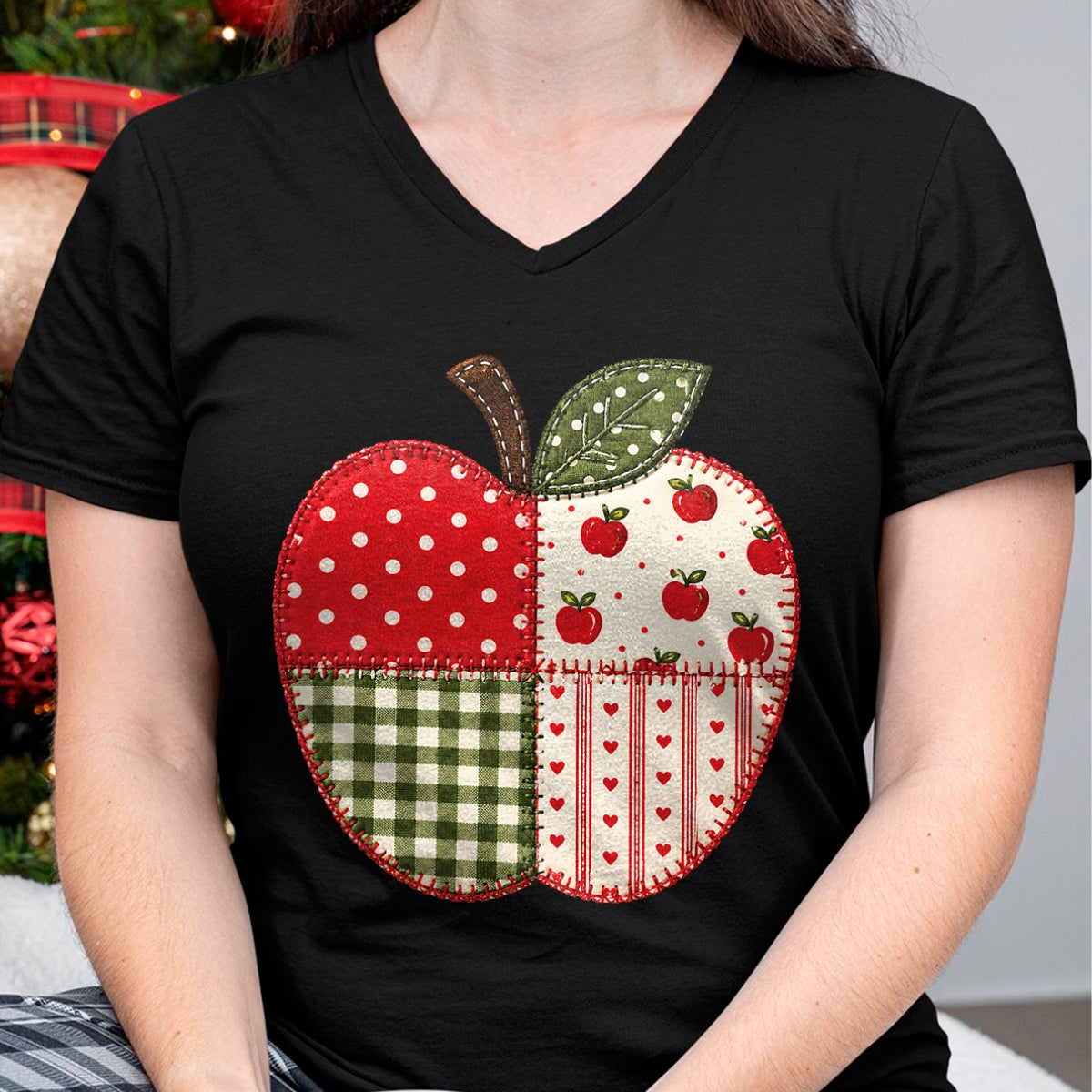 Best Teacher Shirt, Funny Teacher UnisexT-Shirt/Hoodie/Sweatshirt HLT00 - Apple Gingham Polka Dot Teacher Classroom Back to School T-Shirt