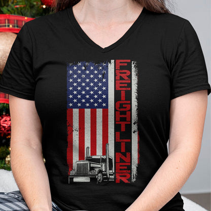 Best Truck Driver Life Shirt, Funny Trucker UnisexT-Shirt/Hoodie/Sweatshirt HLT00 - Trucker Truck Driver Halloween Pun Vintage USA American Flag T-Shirt (1)