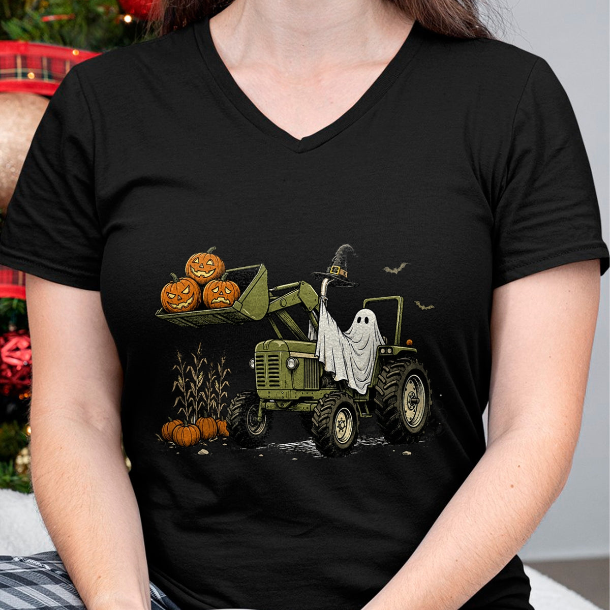 Best Farmer Life Shirt, Funny Farmer UnisexT-Shirt/Hoodie/Sweatshirt HLT00 - Ghost Tractor Pumpkin Halloween Costume Farmer Boys Kids T-Shirt