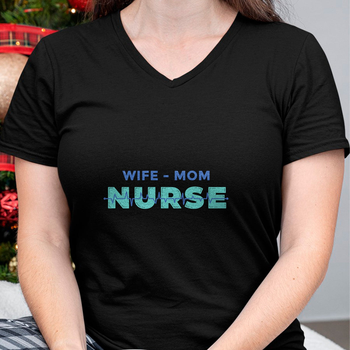 Funny Nurse Shirt, Nurse Unisex T-Shirt/Hoodie/Sweatshirt HLT00 - Wife, Mother, Nurse - Mum & Mother's Day Long Sleeve T-Shirt