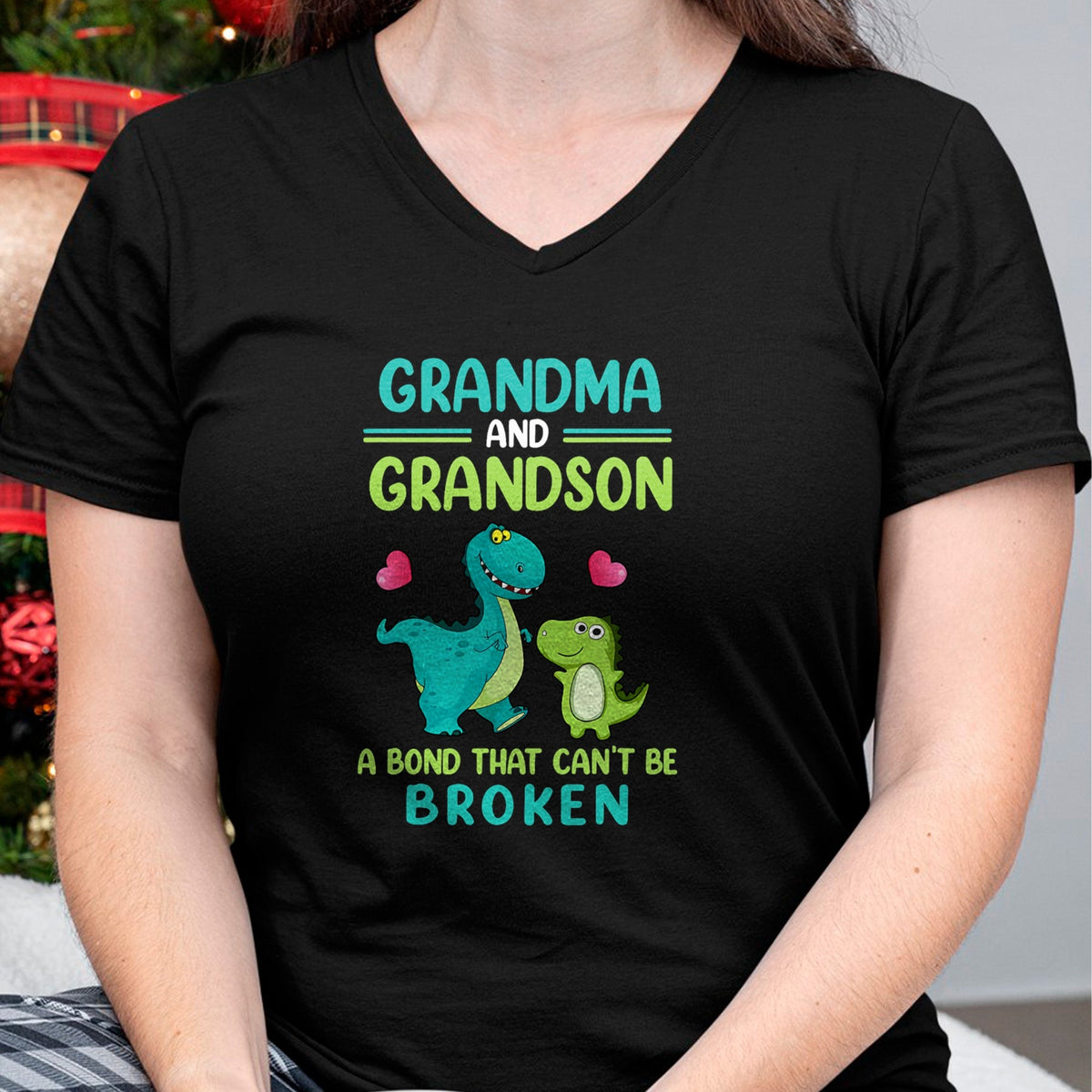 Best Grandma Shirt, Proud Grandma Unisex T-Shirt/Hoodie/Sweatshirt HLT00 - Grandma And Grandson A Bond That Can't Be Broken Dinosaur T-Shirt