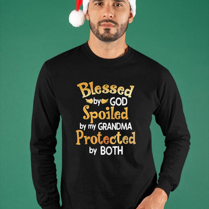 Best Wife Shirt, Wife and Husband Unisex T-Shirt/Hoodie/Sweatshirt HLT00 - Blessed By God Spoiled By My Grandma Grandson Granddaughter T-Shirt (1)