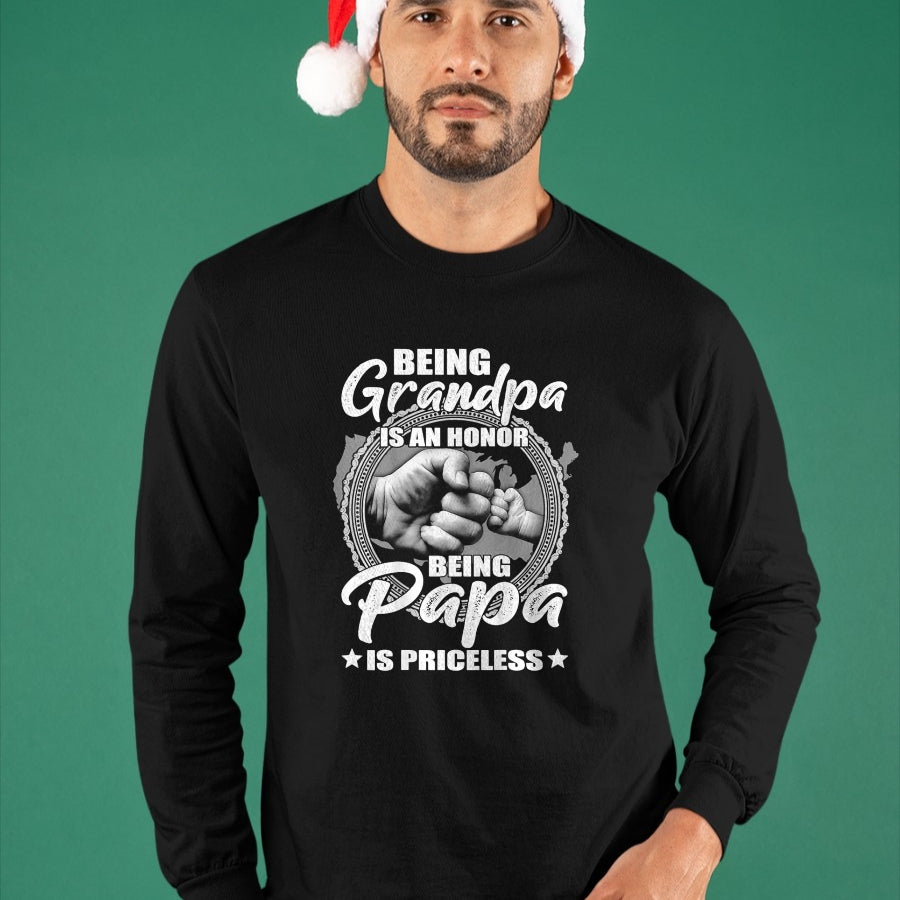 Best Grandpa Shirt, Proud Grandpa Unisex T-Shirt/Hoodie/Sweatshirt HLT00 -Being Grandpa Is An Honor Being PaPa is Priceless (on back) T-Shirt (1)