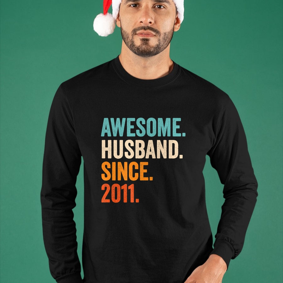 Best Wife Shirt, Wife and Husband Unisex T-Shirt/Hoodie/Sweatshirt HLT00 - Awesome Husband Since 2011 13th wedding anniversary 13 years T-Shirt