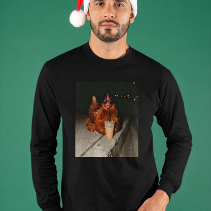 Best Farmer Life Shirt, Funny Farmer UnisexT-Shirt/Hoodie/Sweatshirt HLT00 - Chicken Drinking Iced Coffee Funny Chicken Lover Farmer T-Shirt (1)