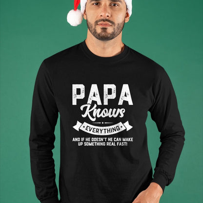 Best Grandpa Shirt, Proud Grandpa Unisex T-Shirt/Hoodie/Sweatshirt HLT00 - Papa Knows Everything 60th Gift Funny Father's Day T-Shirt (1)