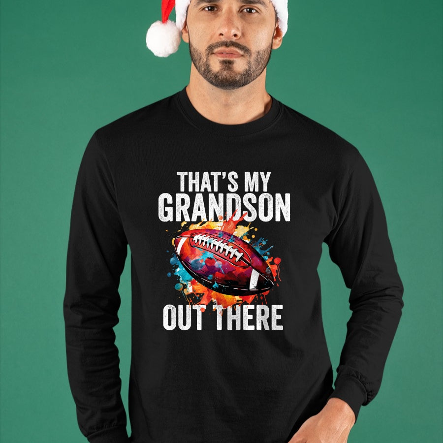 Best Grandpa Shirt, Proud Grandpa Unisex T-Shirt/Hoodie/Sweatshirt HLT00 - That's My Grandson Out There Football Grandma Grandpa T-Shirt