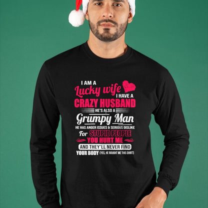 Best Wife Shirt, Wife and Husband Unisex T-Shirt/Hoodie/Sweatshirt HLT00 - Gift for wife T shirt, lucky wife   I Am A Lucky Wife, I Have A Crazy Husband Gift For Womens T-Shir (1)