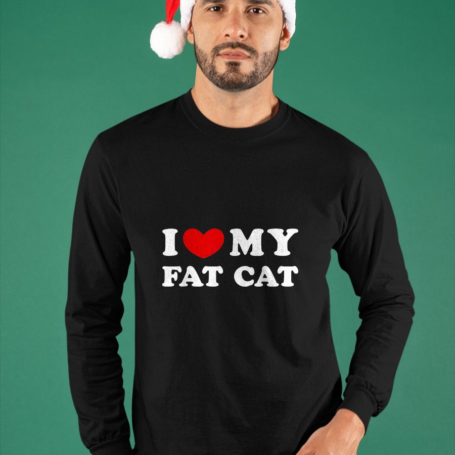Cat Love Shirt, Funny Cat Lover Gift UnisexT-Shirt/Hoodie/Sweatshirt HLT00 - I Love My Fat Cat, I Heart My Fat Cat T-Shirt, Youth, Black, Medium