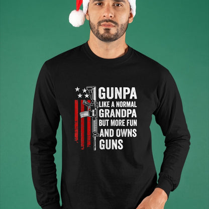 Best Grandpa Shirt, Proud Grandpa Unisex T-Shirt/Hoodie/Sweatshirt HLT00 - Gunpa Like A Normal Grandpa But More Fun And Owns Guns T-Shirt (1)