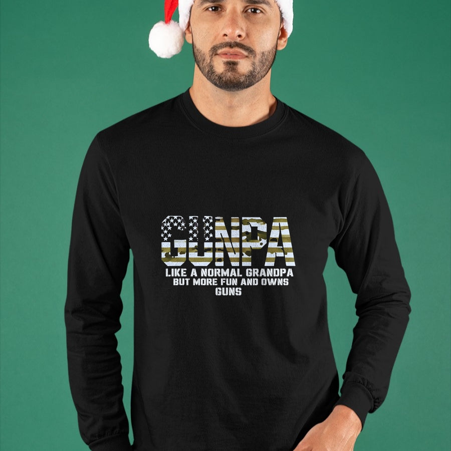 Best Grandpa Shirt, Proud Grandpa Unisex T-Shirt/Hoodie/Sweatshirt HLT00 - Gunpa Like A Normal Grandpa But More Fun And Owns Guns T-Shirt