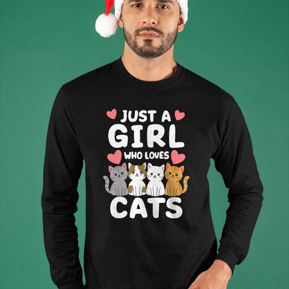 Cat Love Shirt, Funny Cat Lover Gift UnisexT-Shirt/Hoodie/Sweatshirt HLT00 - Cat Just A Girl Who Loves Cats T-Shirt (2)