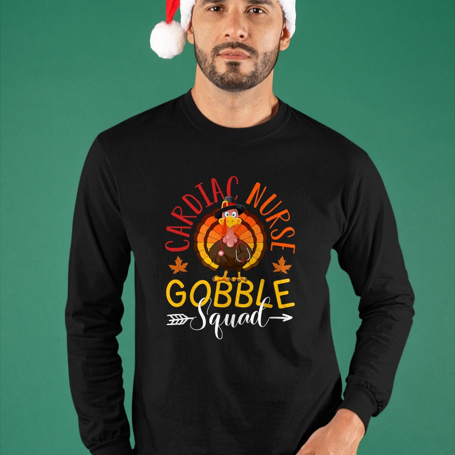 Funny Nurse Shirt, Nurse Unisex T-Shirt/Hoodie/Sweatshirt HLT00 - Cardiac Nurse Gobble Squad Nurse Thanksgiving Turkey Day T-Shirt