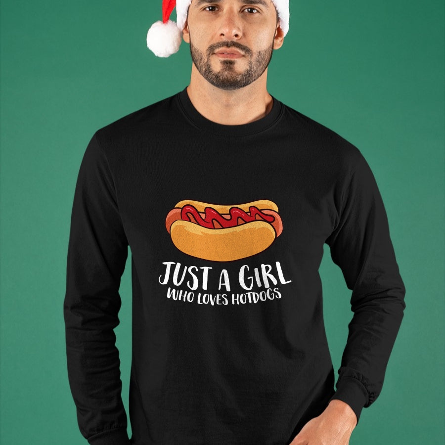 Dog Love Shirt, Dog Lover Gift T-Shirt/Hoodie/Sweatshirt HLT00 - Just a Girl Who Loves Hotdogs T-Shirt