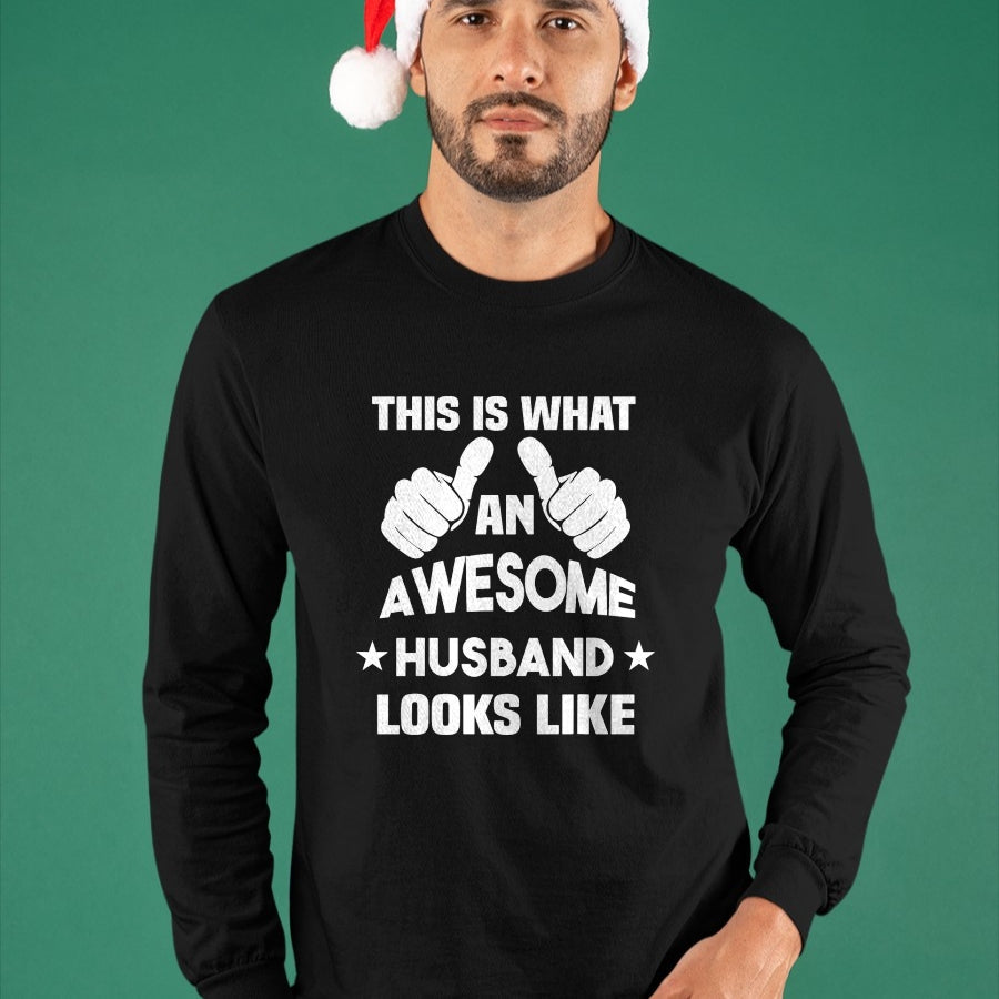 Best Wife Shirt, Wife and Husband Unisex T-Shirt/Hoodie/Sweatshirt HLT00 - This Is What An Awesome Husband Looks Like Gift T-Shirt