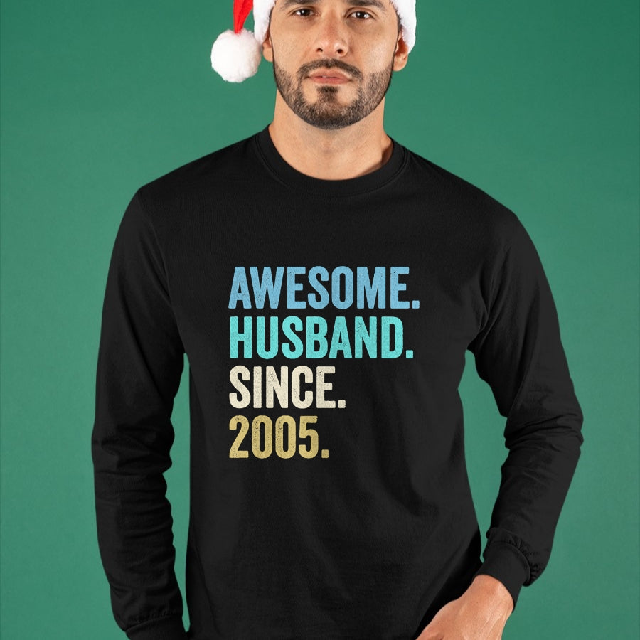 Best Wife Shirt, Wife and Husband Unisex T-Shirt/Hoodie/Sweatshirt HLT00 - Awesome Husband Since 2005 19th wedding anniversary 19 years T-Shirt