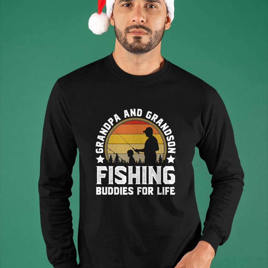 Best Grandpa Shirt, Proud Grandpa Unisex T-Shirt/Hoodie/Sweatshirt HLT00 - Grandpa and Grandson Fishing Buddies for Life - Matching T-Shirt