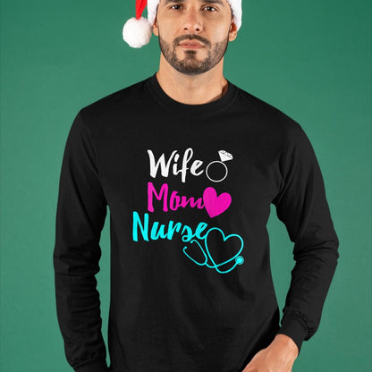 Funny Nurse Shirt, Nurse Unisex T-Shirt/Hoodie/Sweatshirt HLT00 - Womens Wife Mom Nurse Womens RN LPN Mothers Day Gift For Nurses V-Neck T-Shirt