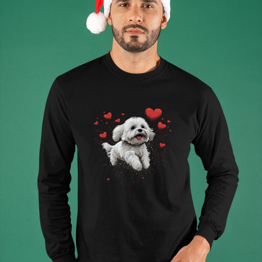 Dog Love Shirt, Dog Lover Gift T-Shirt/Hoodie/Sweatshirt HLT00 - Maltese dog Love Heart for Valentines Day Maltese dog Lover T-Shirt