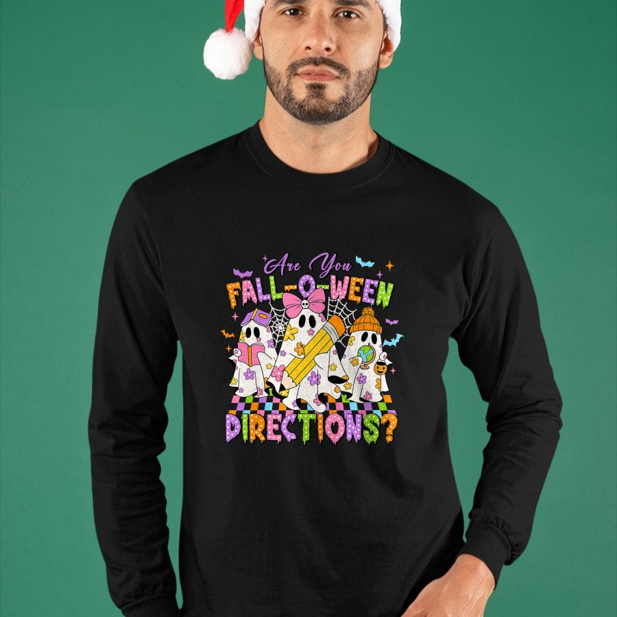Best Teacher Shirt, Funny Teacher UnisexT-Shirt/Hoodie/Sweatshirt HLT00 - Halloween Floral Ghost Teacher are You Falloween Directions T-Shirt
