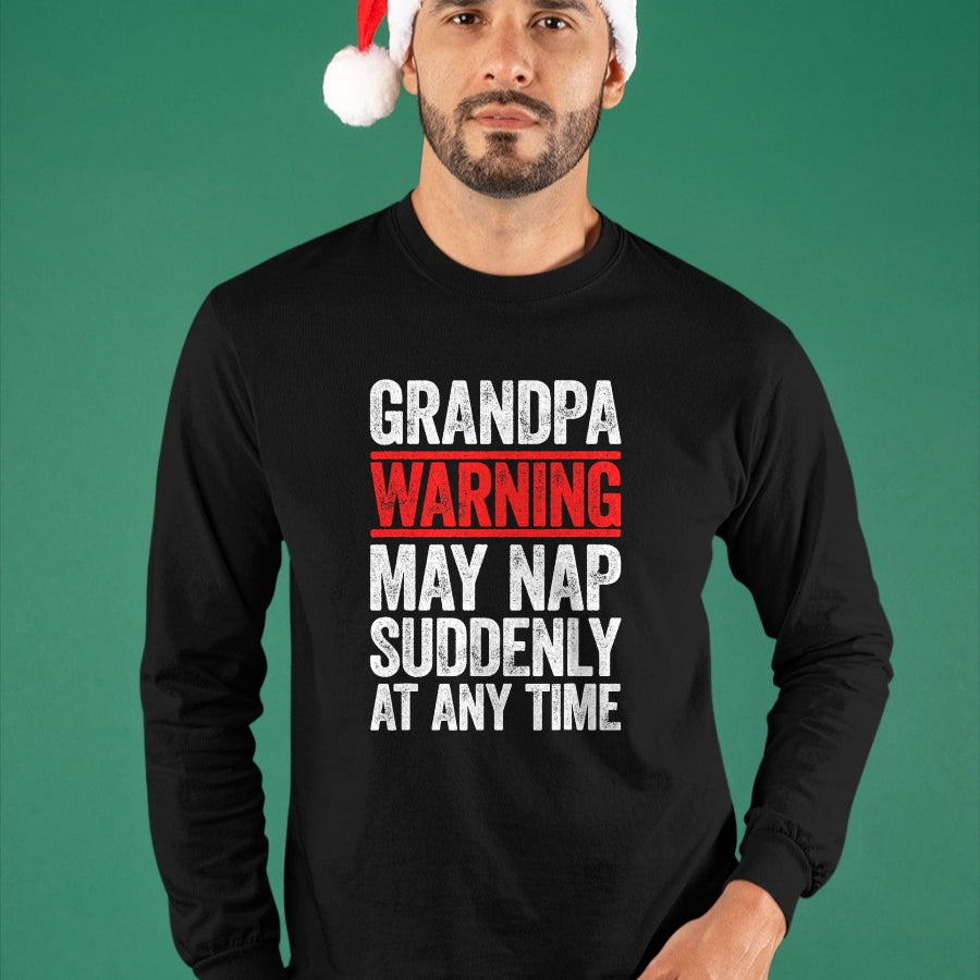Best Grandpa Shirt, Proud Grandpa Unisex T-Shirt/Hoodie/Sweatshirt HLT00 - Grandpa Warning May Nap Suddenly At Any Time T-Shirt T-Shirt (1)