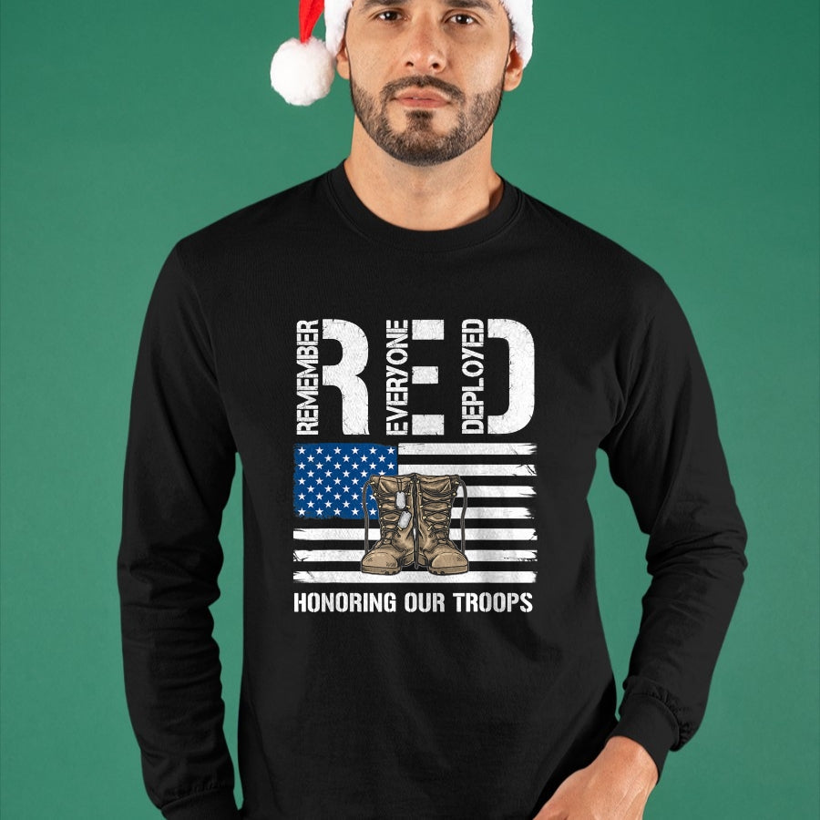 Proud Veteran Shirt, Funny Veteran UnisexT-Shirt/Hoodie/Sweatshirt HLT00 - Remember Everyone Veteran Deployed RED Friday Military T-Shirt
