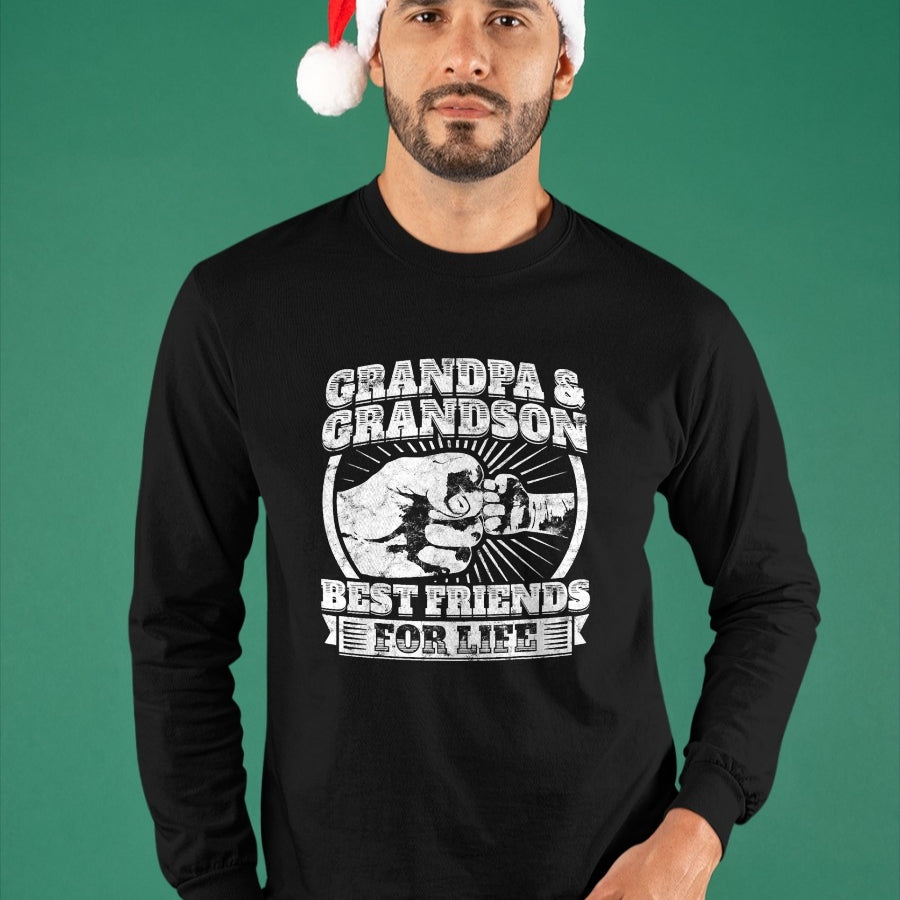 Best Grandpa Shirt, Proud Grandpa Unisex T-Shirt/Hoodie/Sweatshirt HLT00 - Grandpa And Grandson Gift Family Shirt Grandad Fist Bump Tee T-Shirt