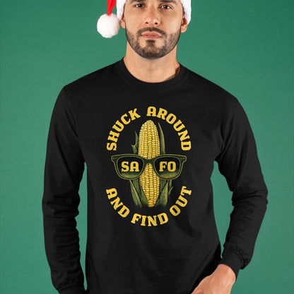 Best Farmer Life Shirt, Funny Farmer UnisexT-Shirt/Hoodie/Sweatshirt HLT00 - Funny Shuck Around and Find Out SAFO Farmers Corn Sunglasses T-Shirt