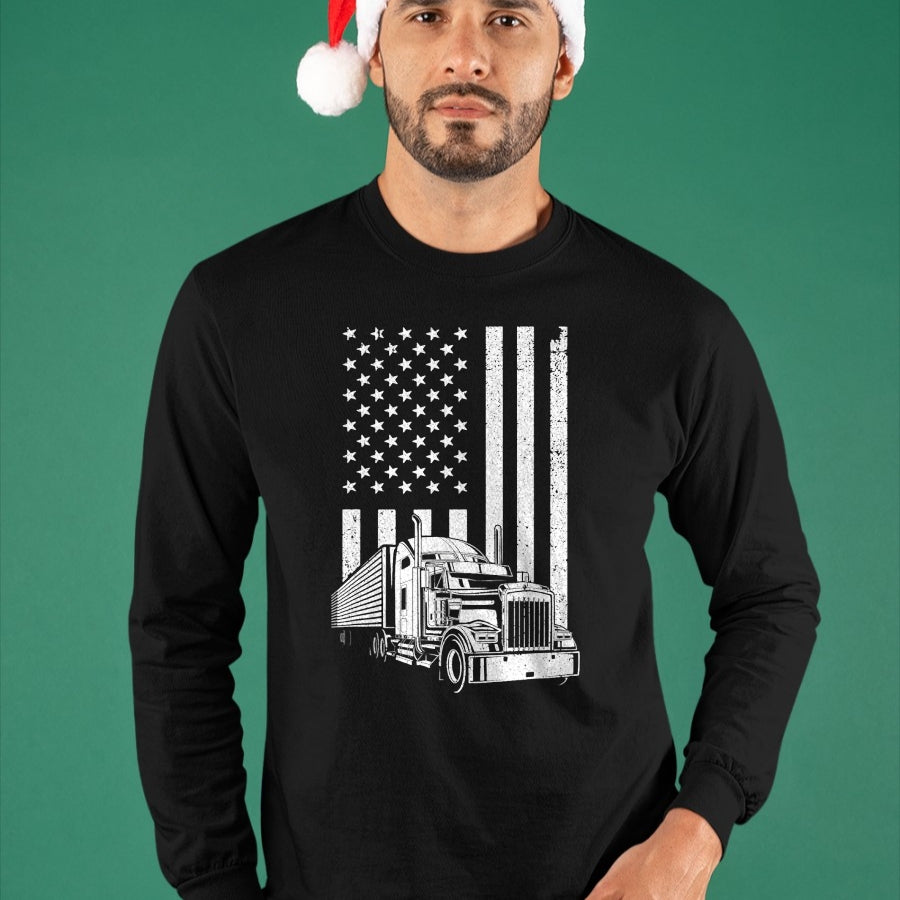 Best Truck Driver Life Shirt, Funny Trucker UnisexT-Shirt/Hoodie/Sweatshirt HLT00 - Cool Trucker For Men Dad Semi Truck Driver US Flag Trucking T-Shirt