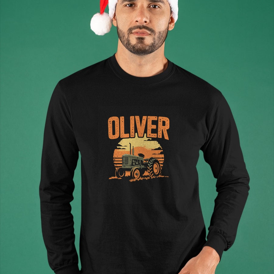 Best Farmer Life Shirt, Funny Farmer UnisexT-Shirt/Hoodie/Sweatshirt HLT00 - Oliver Personalized Nametag Tractor for Oliver T-Shirt
