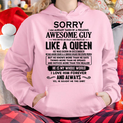 December - Sorry I am already taken by a freaking awesome guy - Gift for Wife From Husband - HLT12 (SKU-SRG-12)