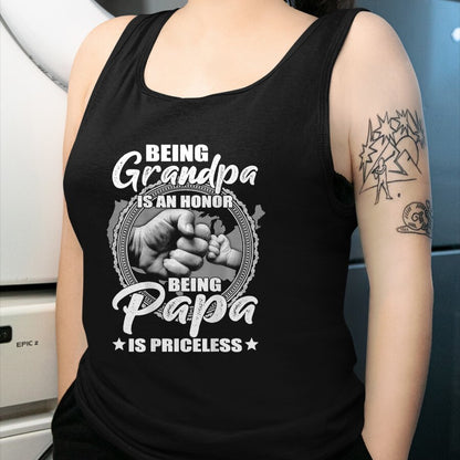 Best Grandpa Shirt, Proud Grandpa Unisex T-Shirt/Hoodie/Sweatshirt HLT00 -Being Grandpa Is An Honor Being PaPa is Priceless (on back) T-Shirt (1)