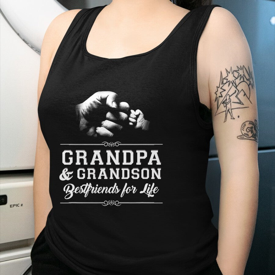 Best Grandpa Shirt, Proud Grandpa Unisex T-Shirt/Hoodie/Sweatshirt HLT00 - Grandfather Grandson Friends Fist Bump Shirt Grandpa Grandad T-Shirt