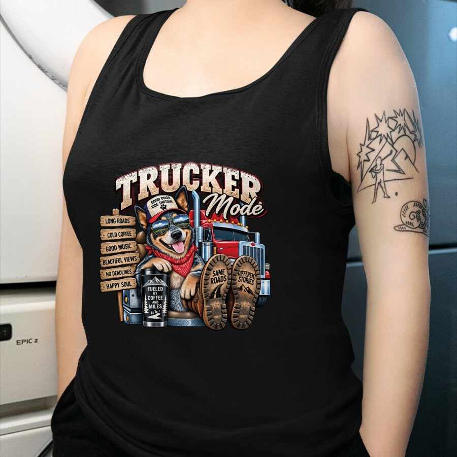 Best Truck Driver Life Shirt, Funny Trucker UnisexT-Shirt/Hoodie/Sweatshirt HLT00 - Funny Trucker Blue Heeler Dog Semi Truck Driver Humor Design Long Sleeve T-Shirt