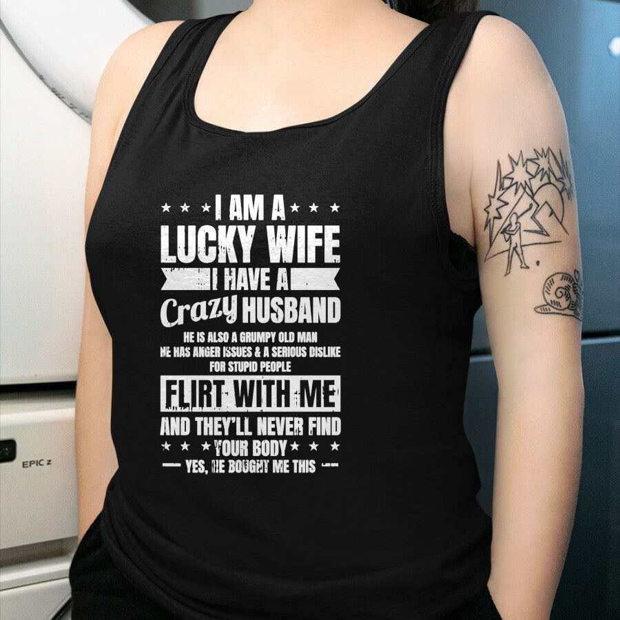 Best Wife Shirt, Wife and Husband Unisex T-Shirt/Hoodie/Sweatshirt HLT00 - Gift for wife T shirt, lucky wife   I Am A Lucky Wife Fathers Day Funny Sarcastic Women Pullover Hoo