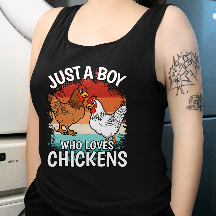Best Farmer Life Shirt, Funny Farmer UnisexT-Shirt/Hoodie/Sweatshirt HLT00 - Just A Boy Who Loves Chickens Retro Farmer Farming Boys Kids T-Shirt