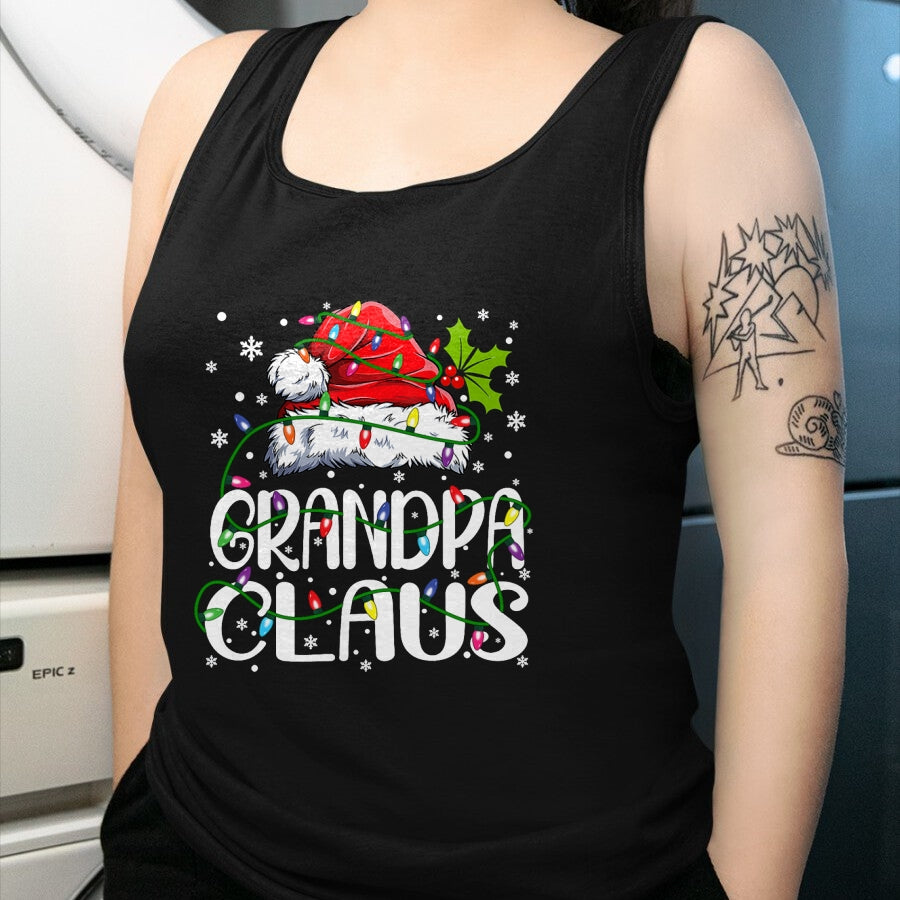Best Grandpa Shirt, Proud Grandpa Unisex T-Shirt/Hoodie/Sweatshirt HLT00 - Grandpa Claus Shirt Christmas Lights Pajama Family Matching T-Shirt