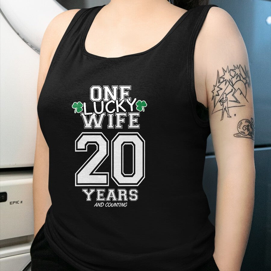 Best Wife Shirt, Wife and Husband Unisex T-Shirt/Hoodie/Sweatshirt HLT00 - Gift for wife T shirt, lucky wife   Womens 20 Years Lucky Wife Funny St Patrick's Day Anniversary He