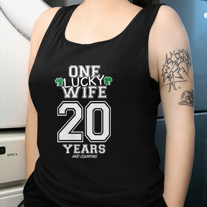 Best Wife Shirt, Wife and Husband Unisex T-Shirt/Hoodie/Sweatshirt HLT00 - Gift for wife T shirt, lucky wife   Womens 20 Years Lucky Wife Funny St Patrick's Day Anniversary He