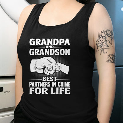 Best Grandpa Shirt, Proud Grandpa Unisex T-Shirt/Hoodie/Sweatshirt HLT00 - Grandpa and GrandSon Best Partners in Crime For Life